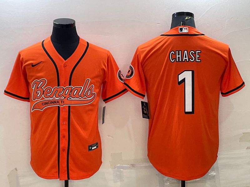 Men Cincinnati Bengals #1 Chase Orange 2022 Nike Co branded NFL Jersey->denver broncos->NFL Jersey